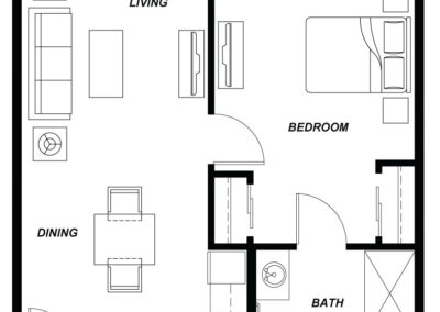 Avamere at Newberg One Bedroom 615 sq ft floor plan